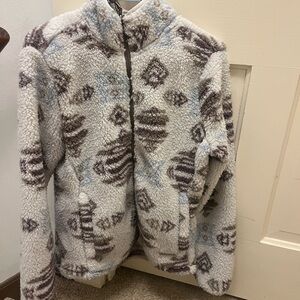 Avalanche Cozy Aztec Patterned Fleece Sherpa Jacket